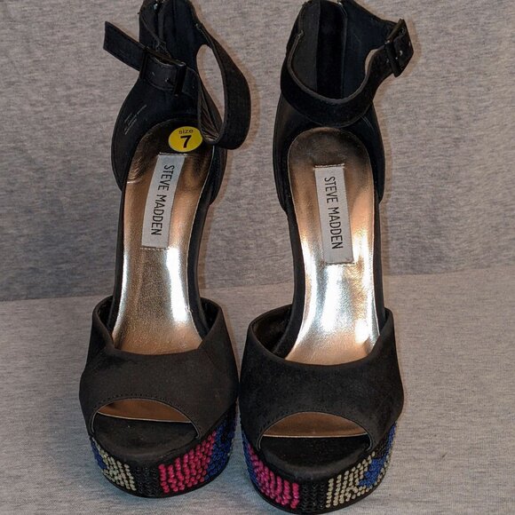 Steve Madden Sparkly Multi Colour Stiletto Heel Shoes Gimmick - Picture 2 of 8